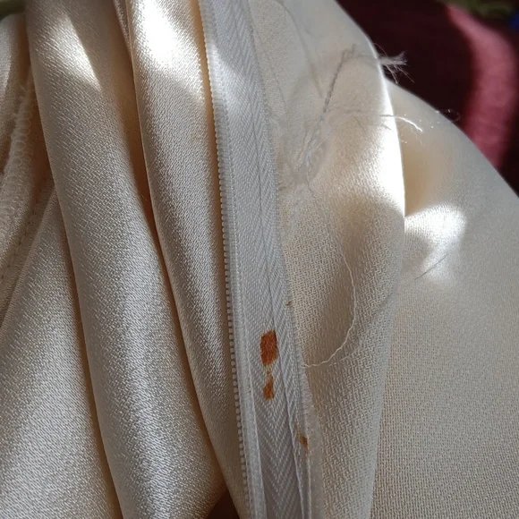 Vintage Cream Satin Pullover Hooded Sweatshirt.Size L - Picture 12 of 14